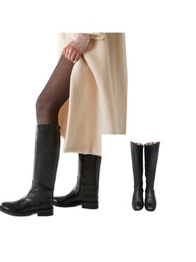 Vintage (Y2K) CORSO COMO Minimalist Genuine Leather Knee High Riding Boots